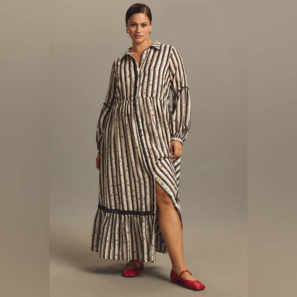 Anthropologie Printed Buttondown Shirt Dress